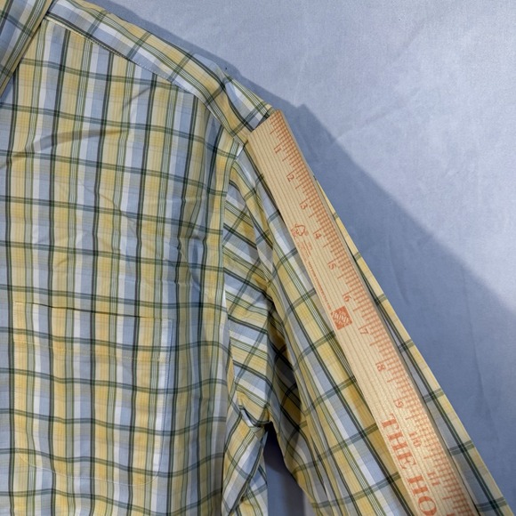 eddie bauer wrinkle free relaxed fit Yellow Striped Plaid Long Sleeve Button TXL - Picture 7 of 10